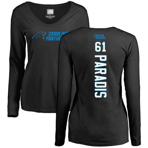 Carolina Panthers Black Women Matt Paradis Backer Slim Fit NFL Football #61 Long Sleeve T Shirt